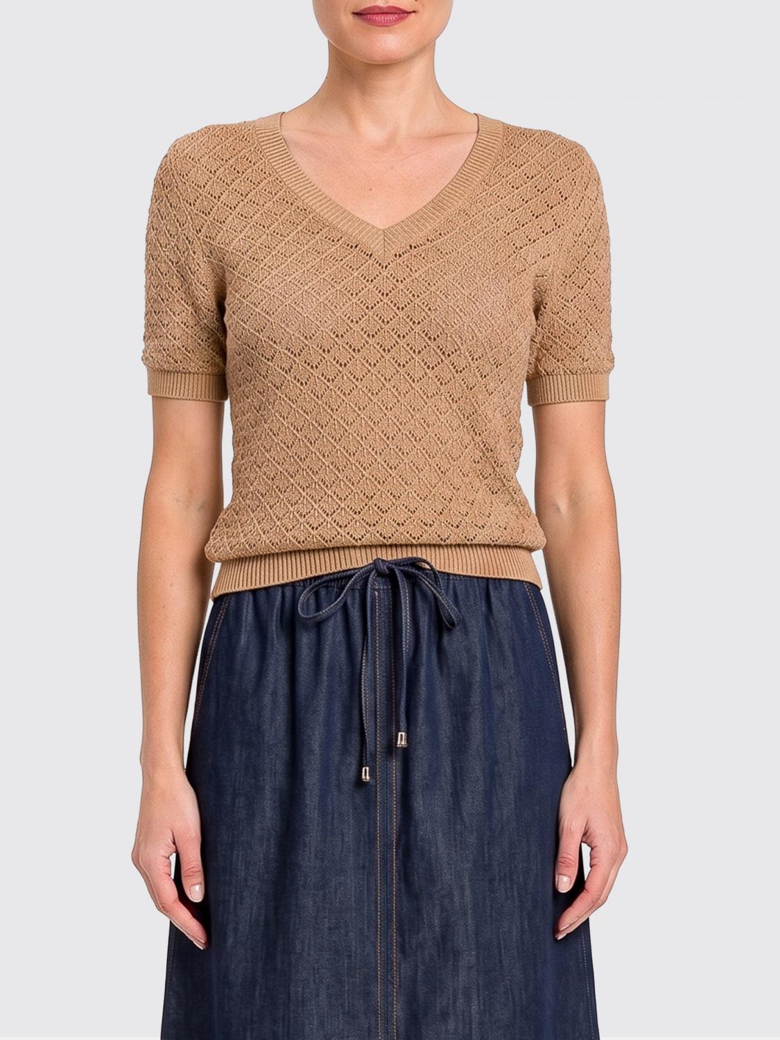 Twinset U&b Perforated Viscose Knit Top In Multi