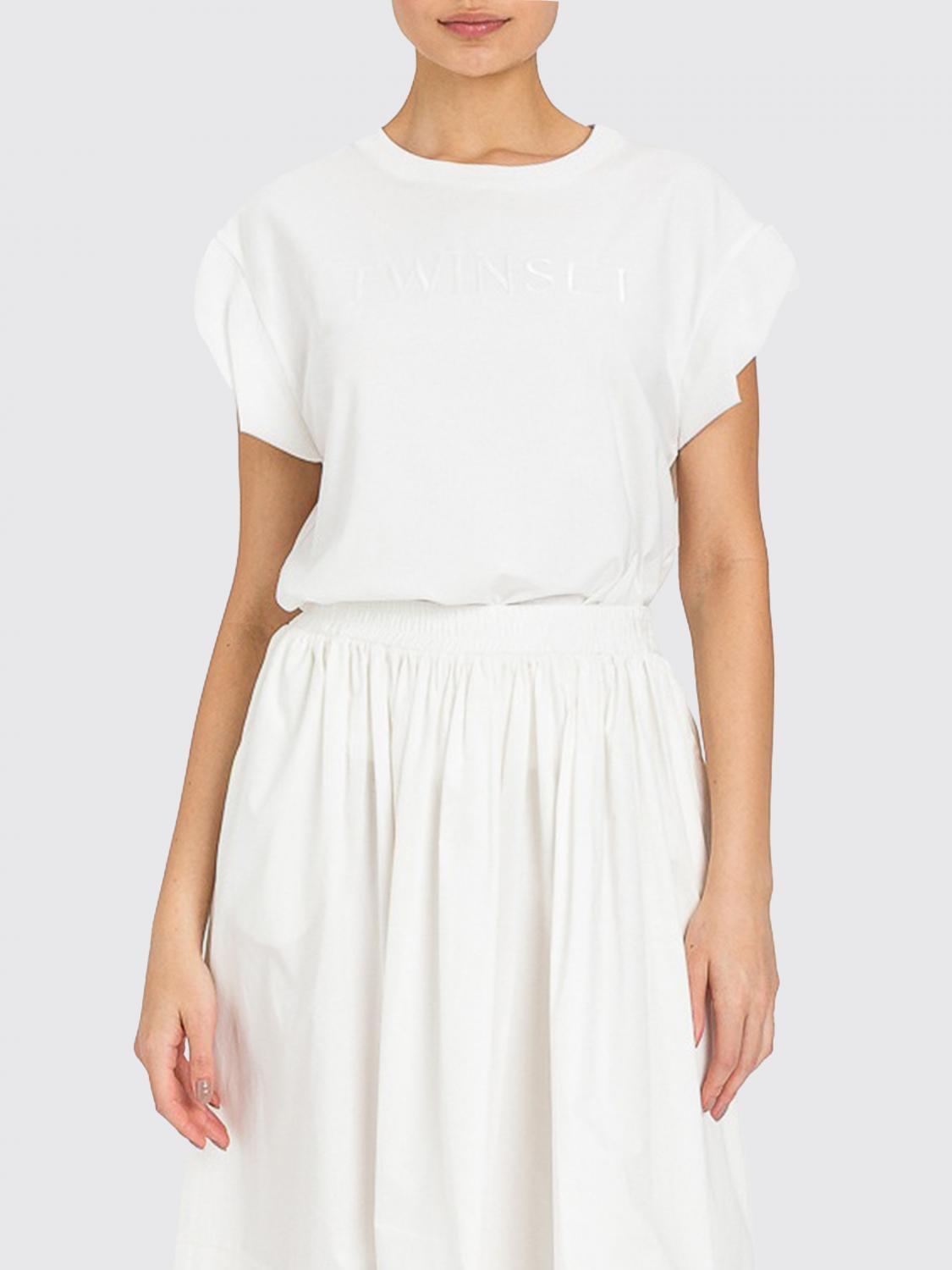 Twinset U&b Cotton T-shirts With Logo In White
