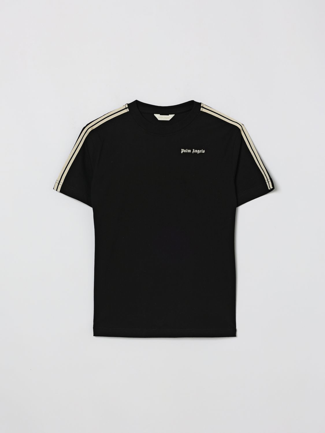 Palm Angels Kids'  Cotton T-shirt With Logo In Black