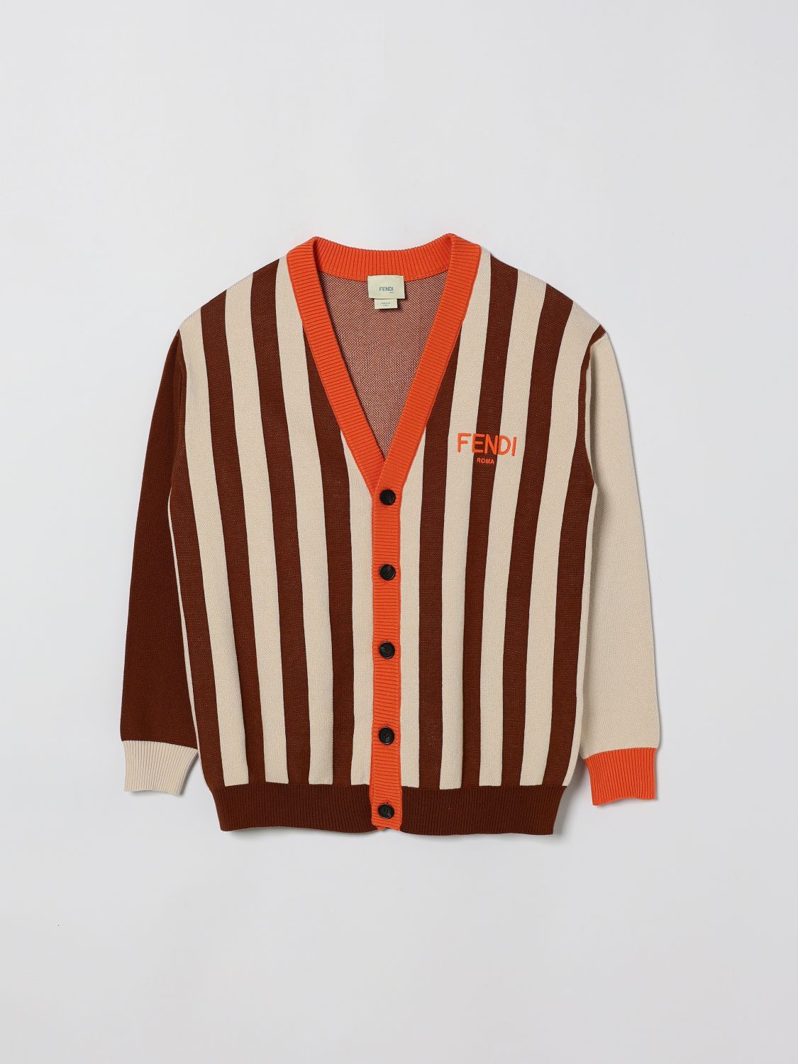 FENDI Cardigan in misto lana a righe FF
