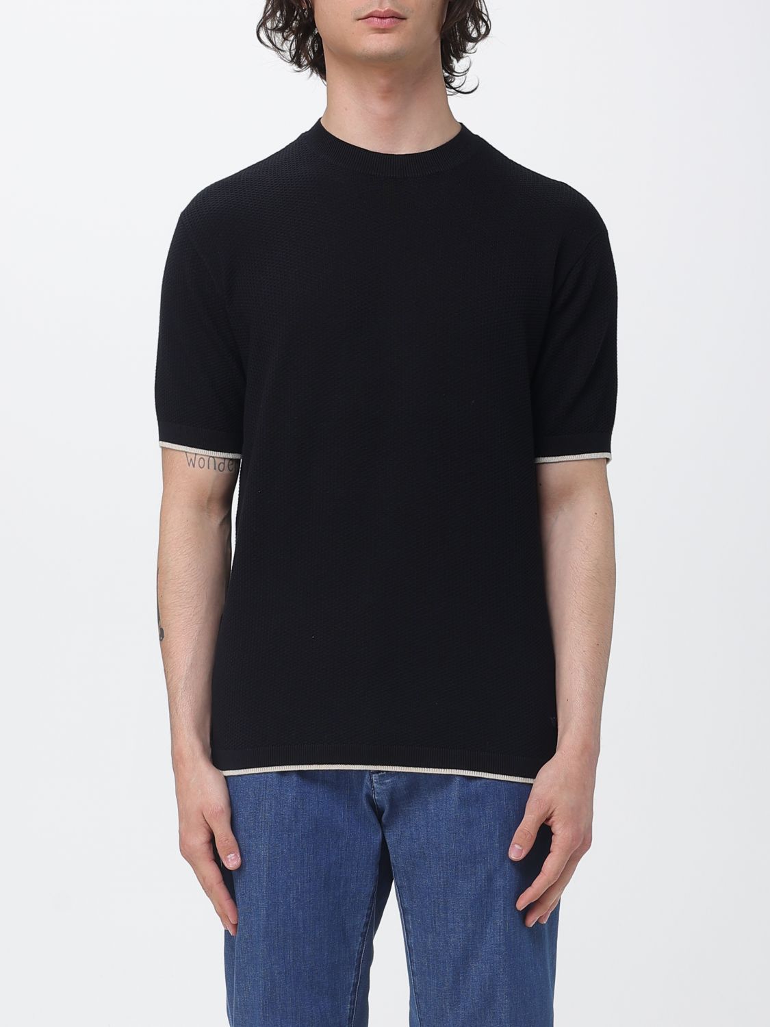 EMPORIO ARMANI Baumwoll-Rundhals-Strickpullover
