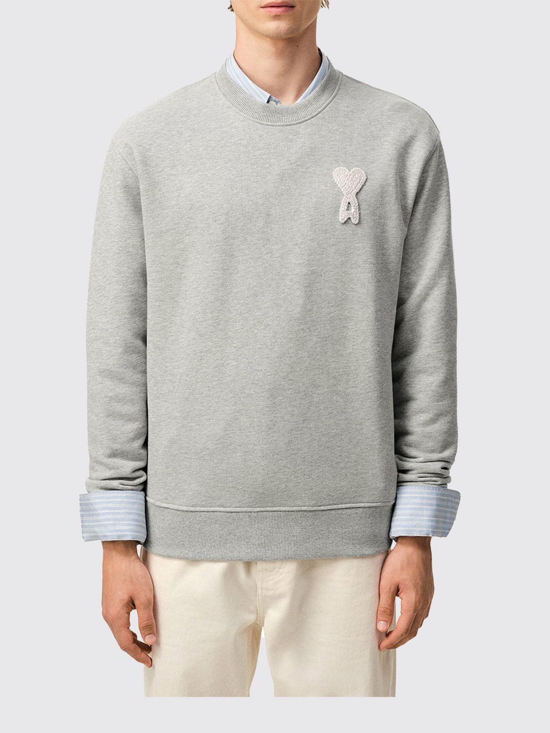 AMI PARIS Cotton Crew-Neck Sweatshirt with Logo　AMI PARIS ロゴ入りコットン クルーネック スウェットシャツ AMI