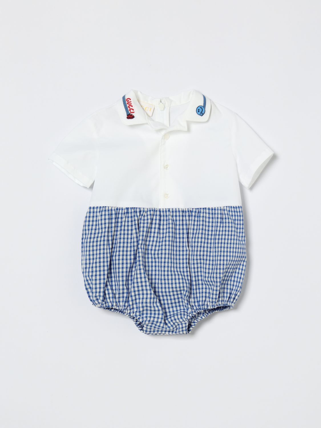 GUCCI GUCCI Cotton Polo Romper with Logo　GUCCI ロゴ入りコットンポロロンパース