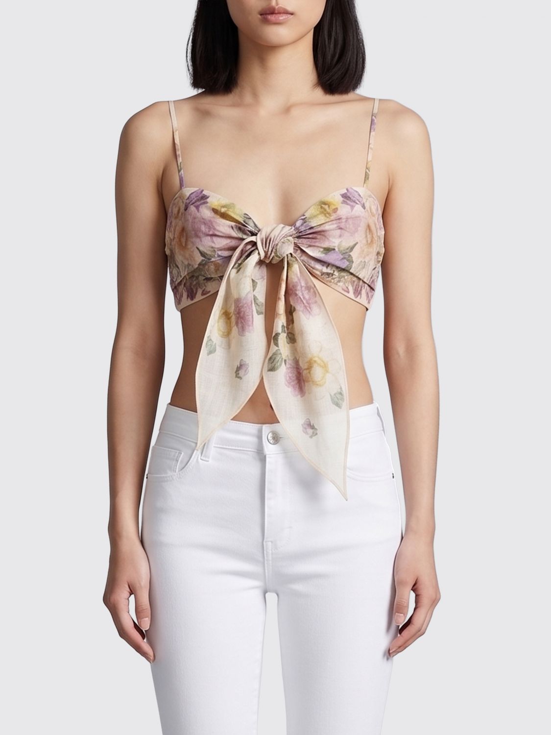 Twinset Florales Leinen-Crop-Top
