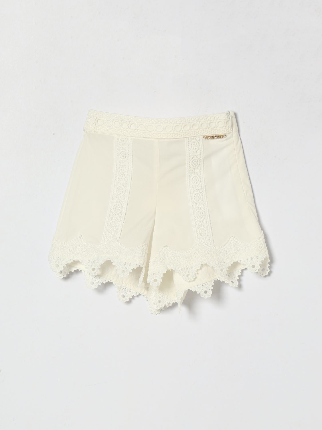 Twinset Pantaloncini in popeline con inserti in pizzo