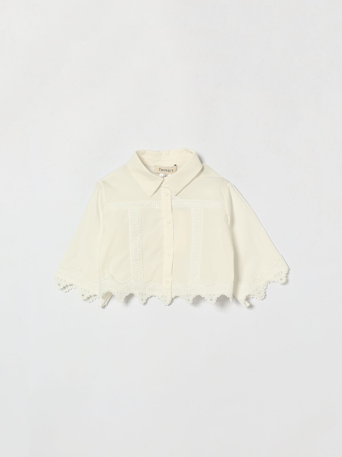 Twinset Camicia in cotone con inserti in pizzo