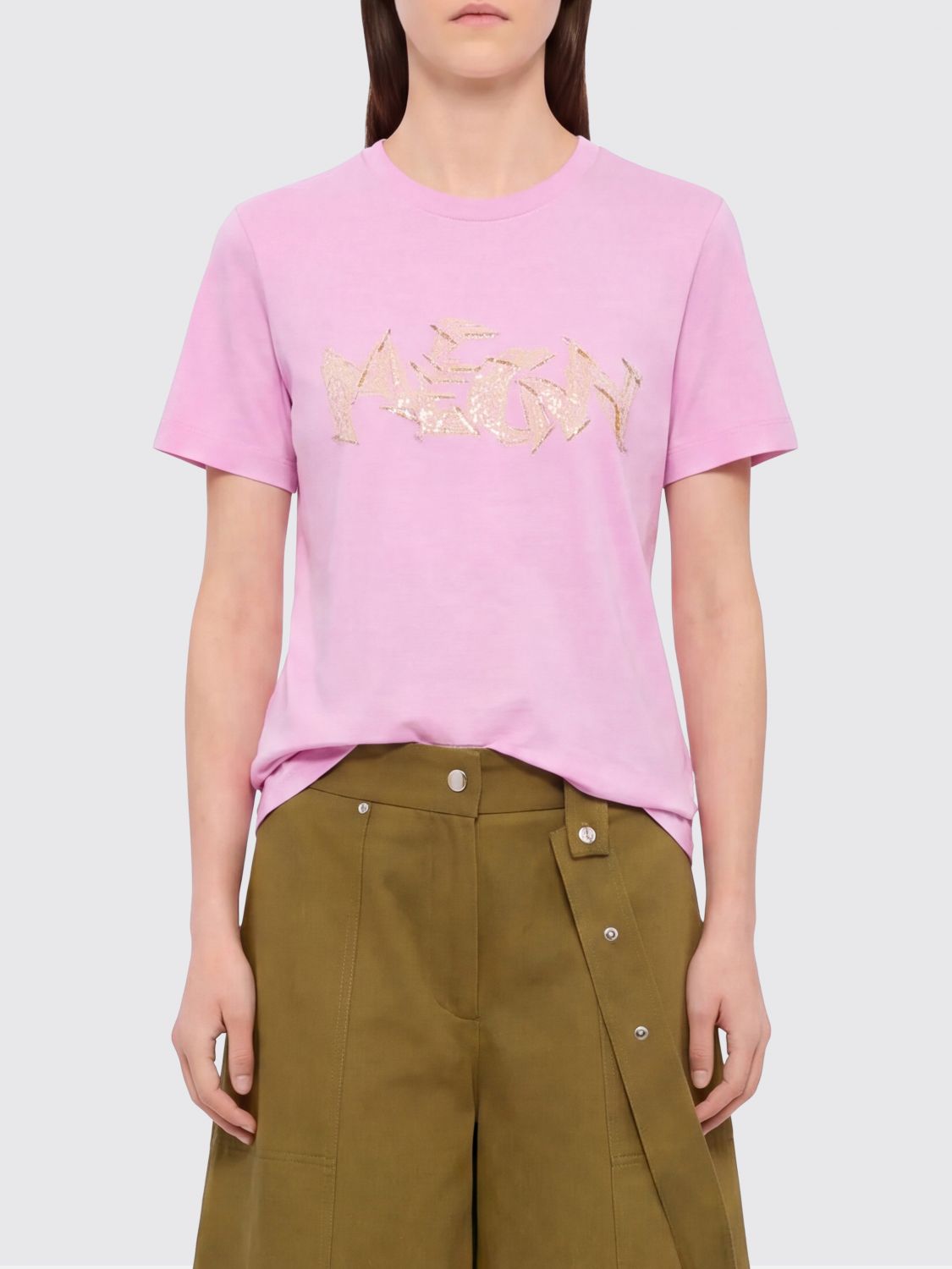 MSGM T-shirt in cotone con logo ricamato