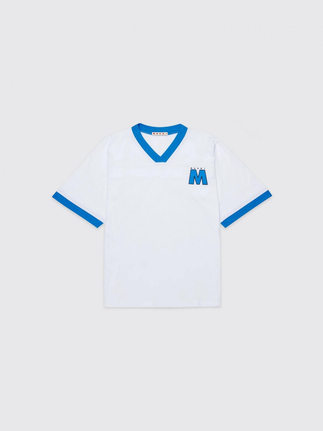 MARNI T-shirt a v in cotone con logo