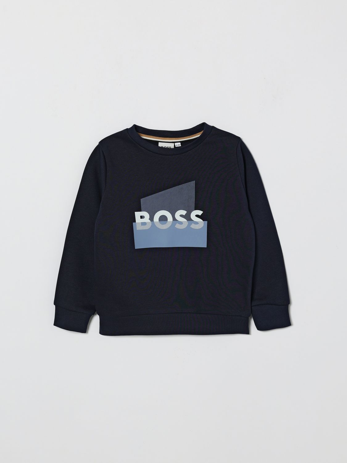 BOSS Baumwoll-Rundhalspullover mit Logo