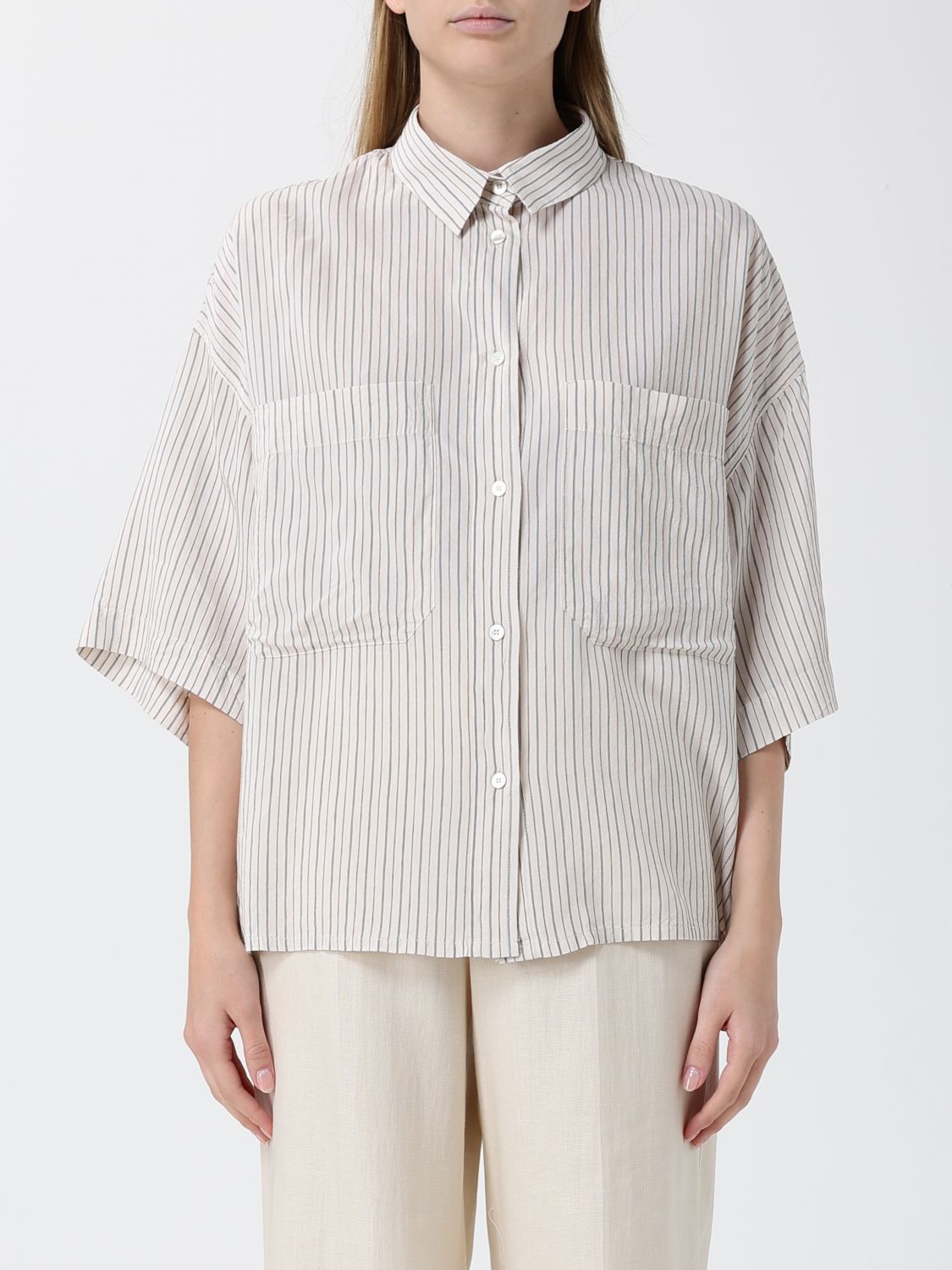 BARENA Camicia casual in misto seta a righe