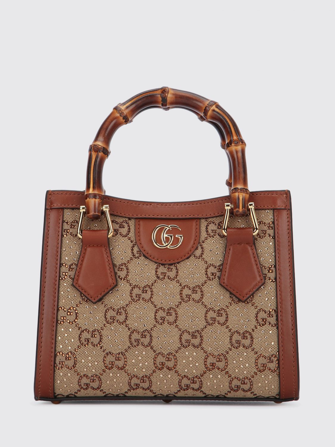 GUCCI Borsa Diana in canvas con monogram GG jacquard e pelle con strass