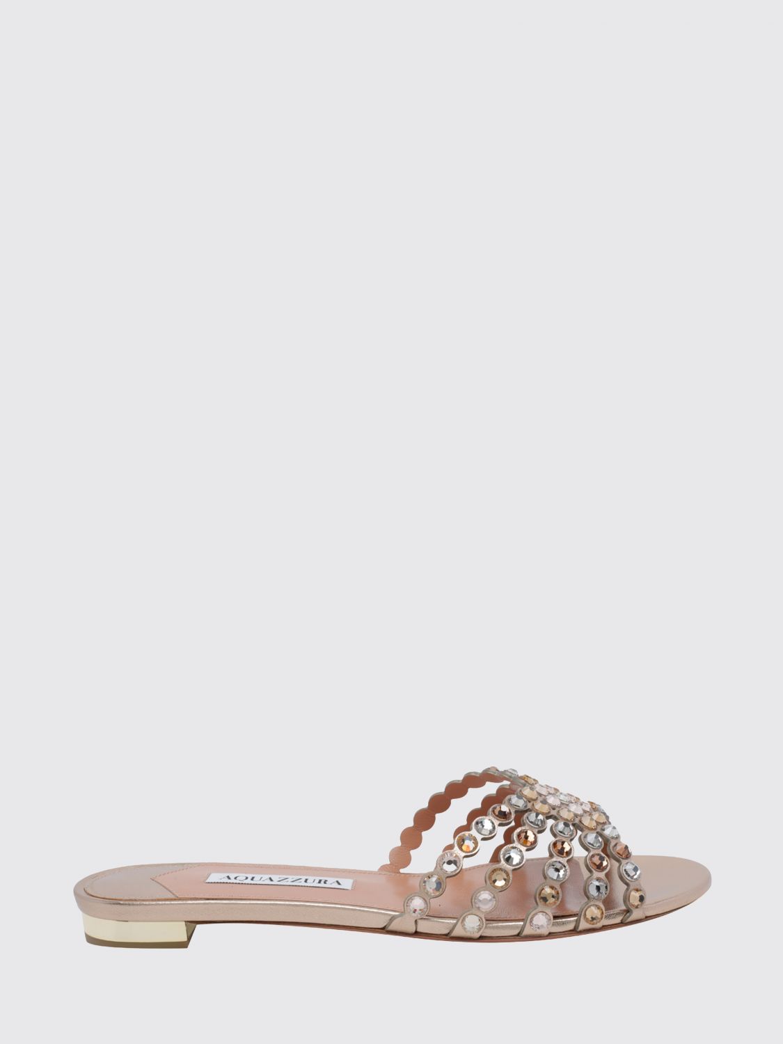 AQUAZZURA Slippers Tequila in nappa laminata con strass