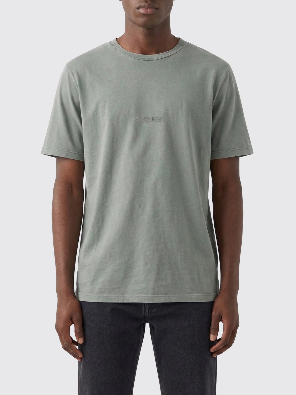 SAINT LAURENT T-shirt in cotone con mini logo