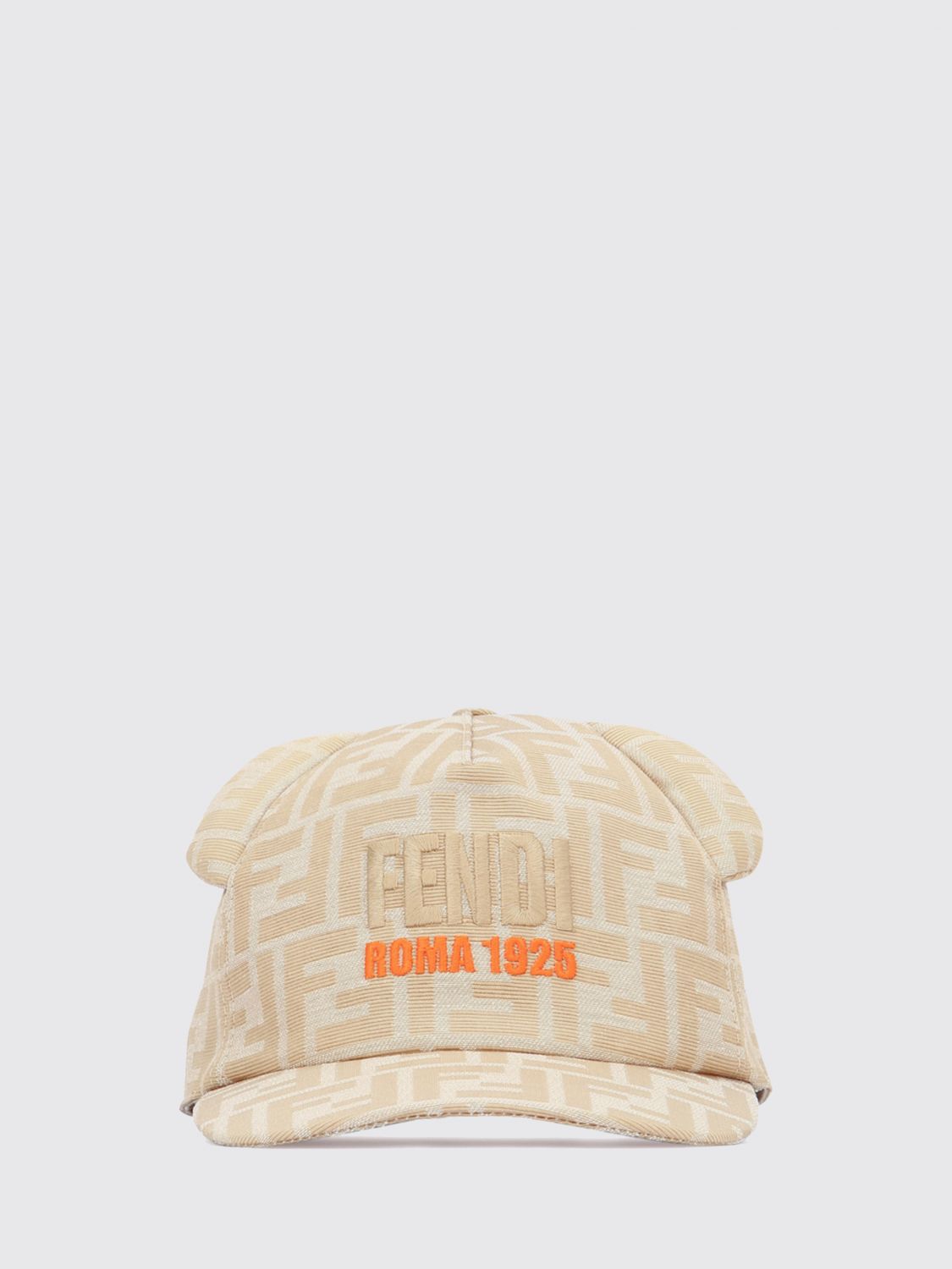 FENDI Cappello in misto cotone con FF jacquard ed orecchiette