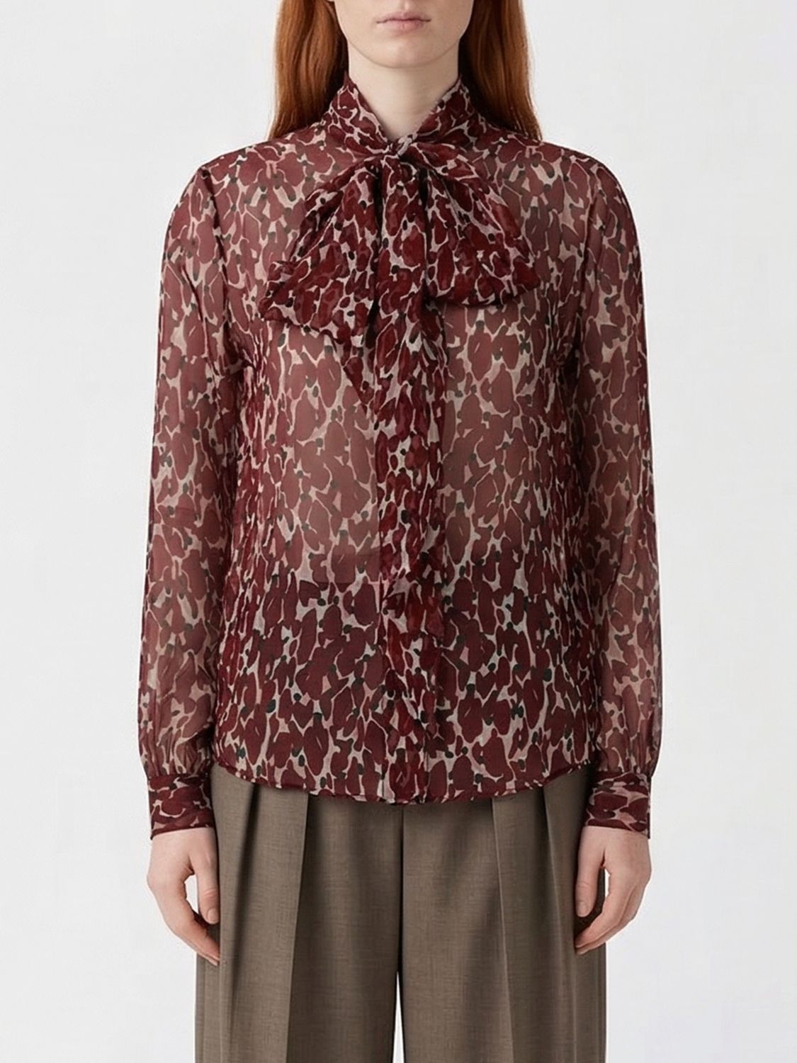 SAINT LAURENT Camicia in seta con stampa floreale