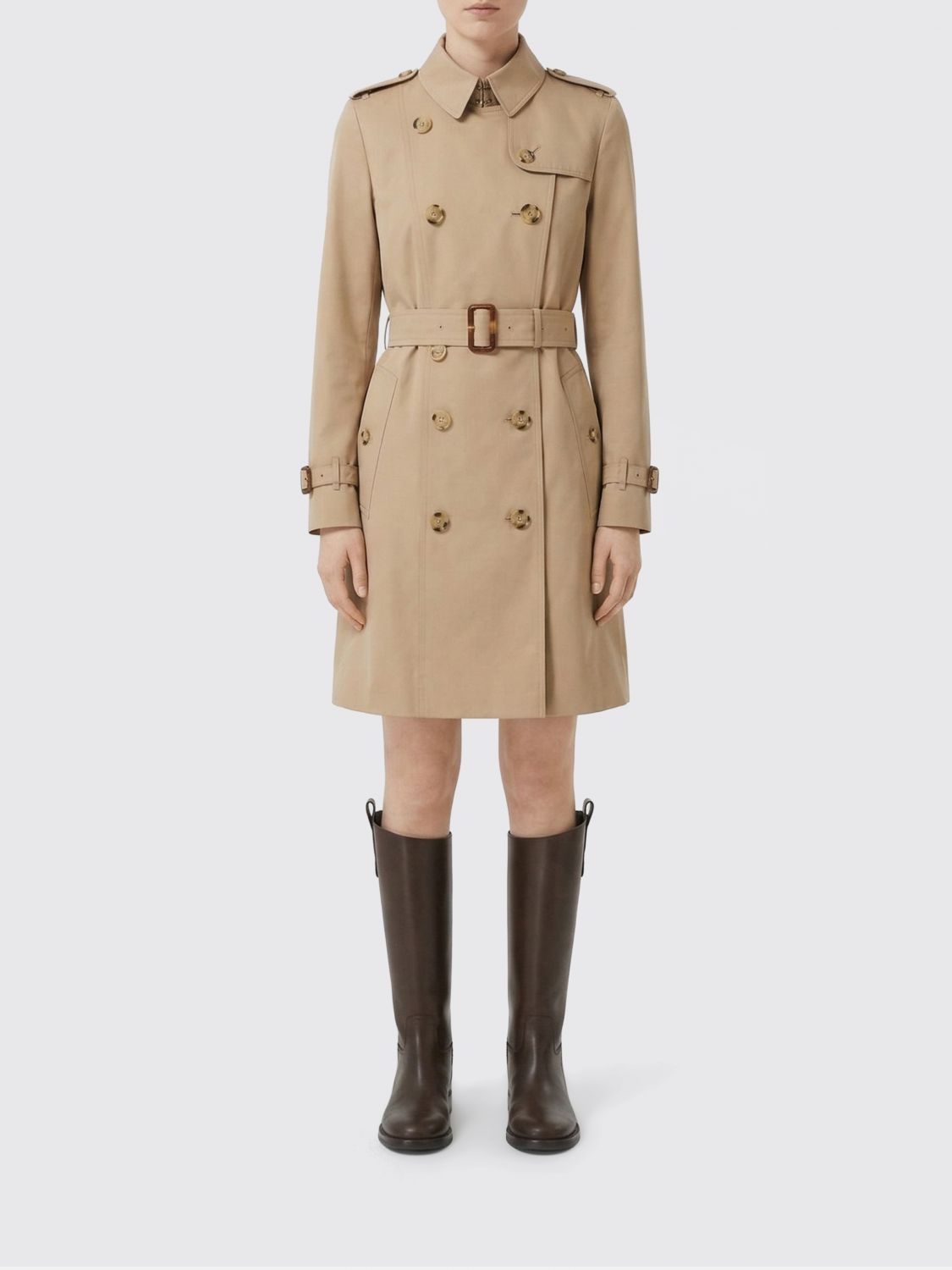 Burberry Double Breasted Cotton Trench Coat · 6