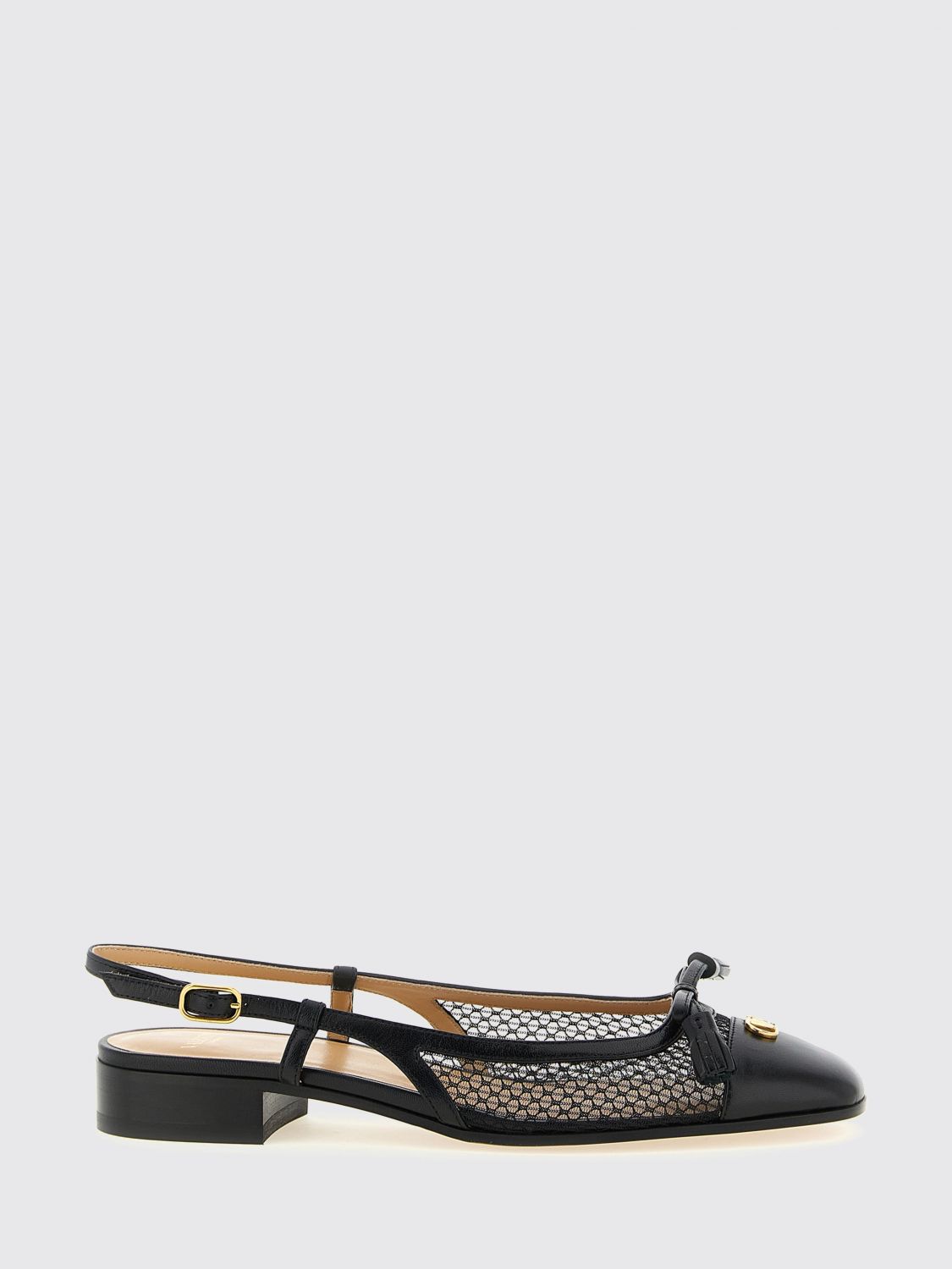 VALENTINO GARAVANI Ballerina Valet Du Roi in pelle e nylon a rete