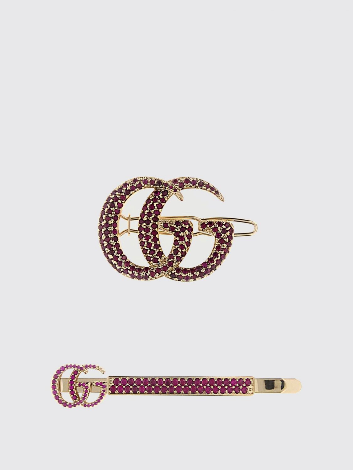 GUCCI Set 2 fermagli in metallo e strass