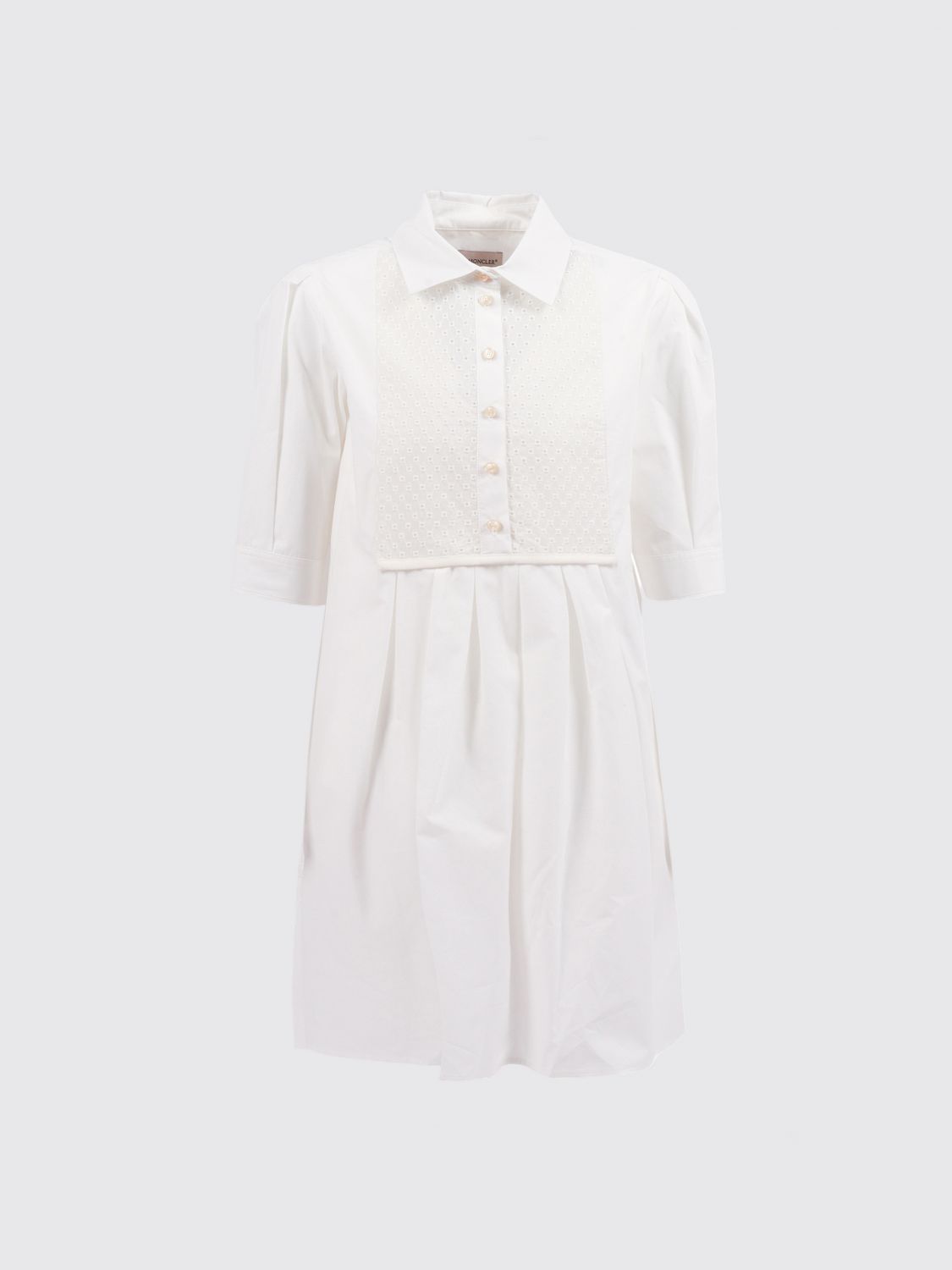 MONCLER MONCLER Cotton Shirtdress with Sangallo Inserts　MONCLER サンガロインサート付きコットンシャツドレス