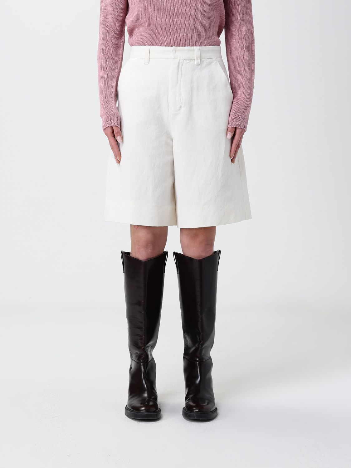 's Max Mara Cotton And Linen Shorts In White