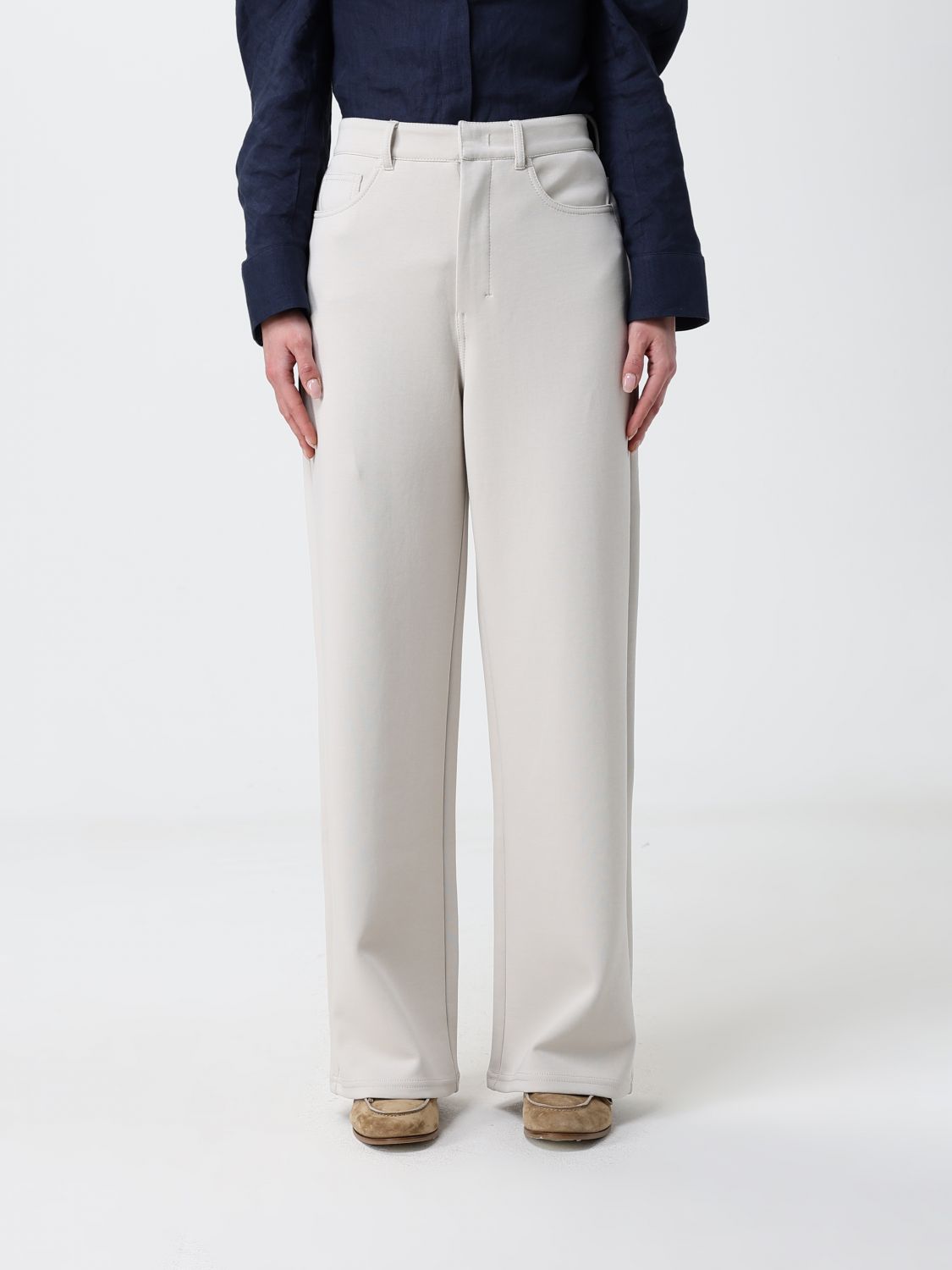 's Max Mara Cotton Blend Palazzo Trousers In White