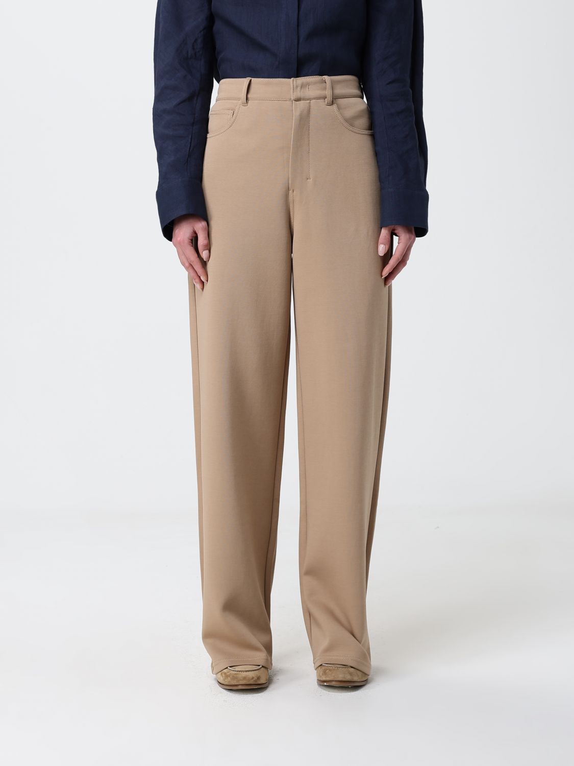 's Max Mara Cotton Blend Palazzo Trousers In Neutral