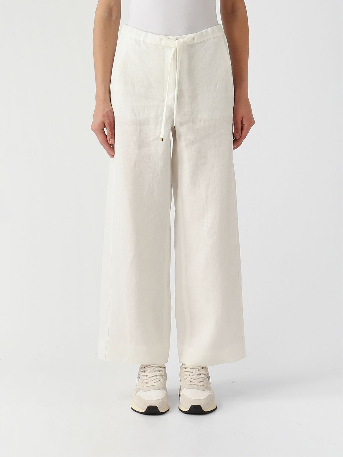 's Max Mara Linen Wide-leg Trousers In White
