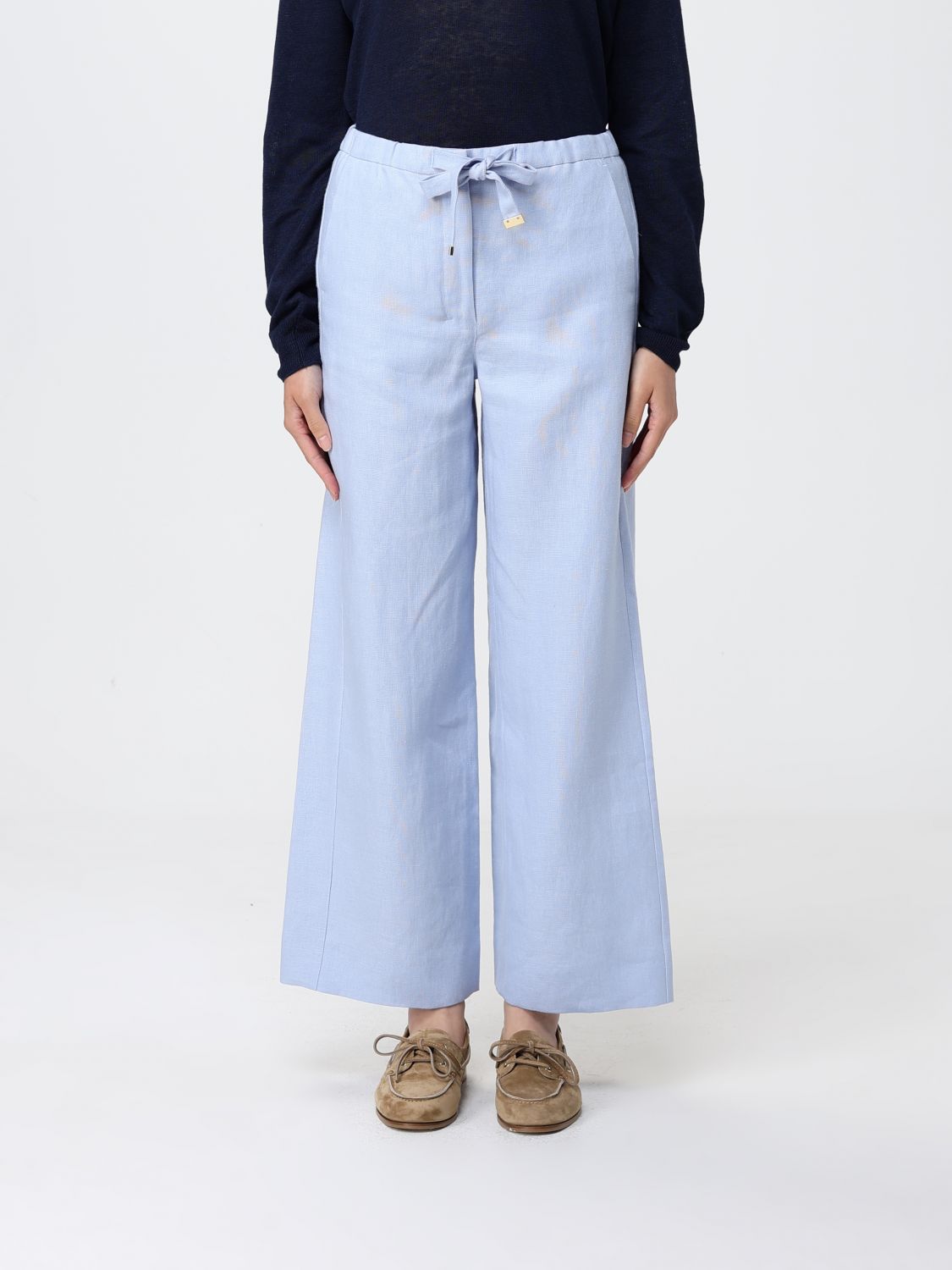 's Max Mara Linen Wide-leg Trousers In Blue