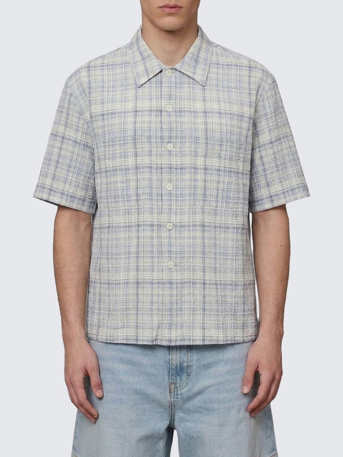 Sunflower Check Cotton And Linen Blend Casual Shirt
