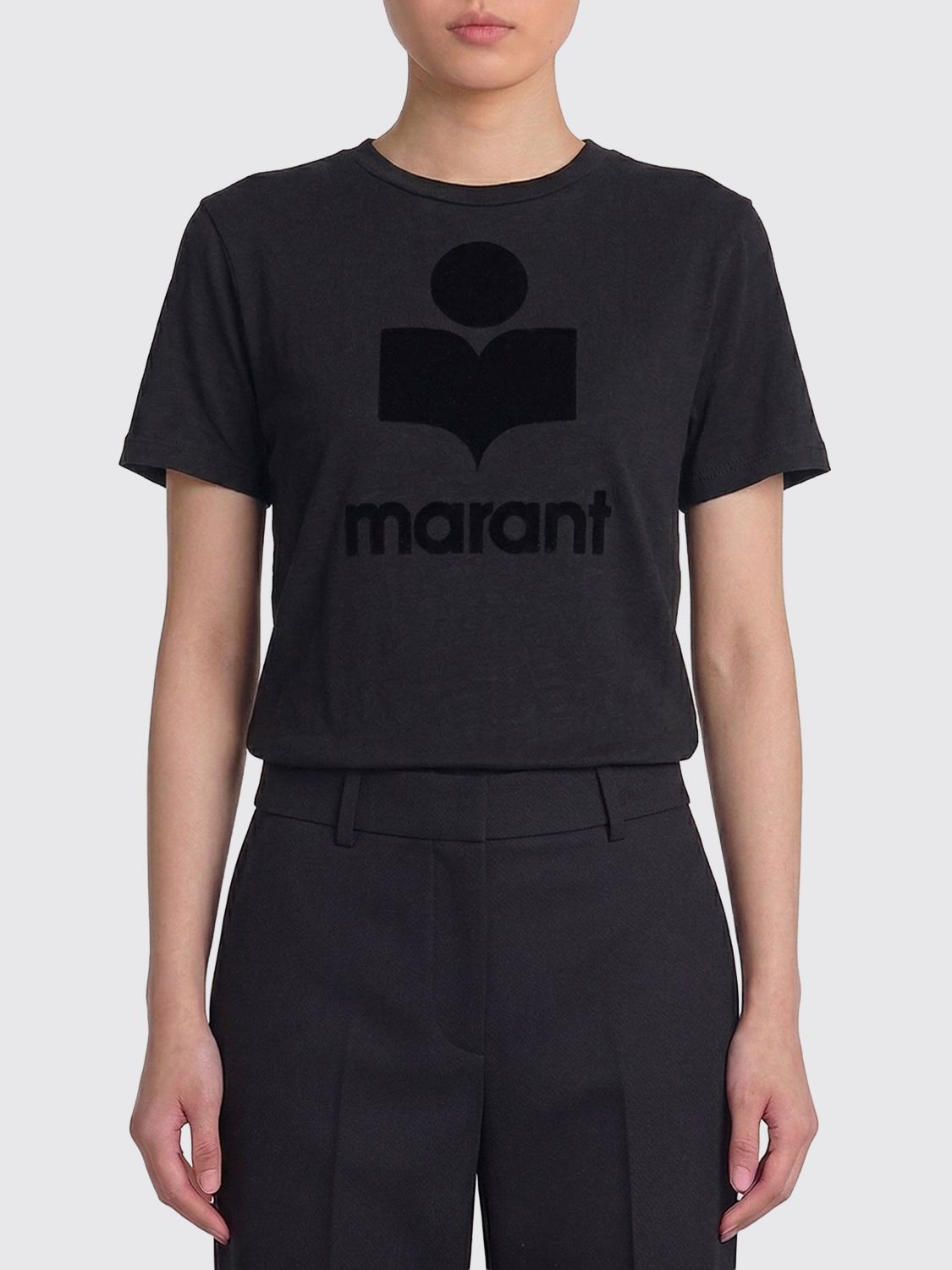 ISABEL MARANT ETOILE Linen T-Shirts With Logo　ISABEL MARANT ETOILE ロゴ入りリネン T シャツ ISABEL