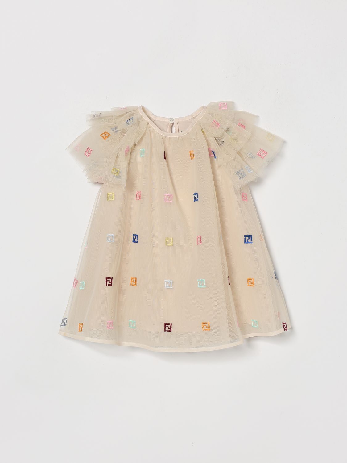FENDI Abito mini in misto cotone con ricami