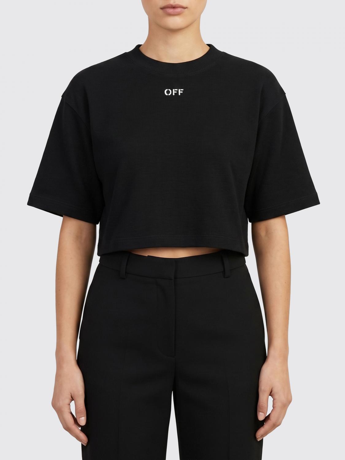 Off-White Crop T-shirts with Logo