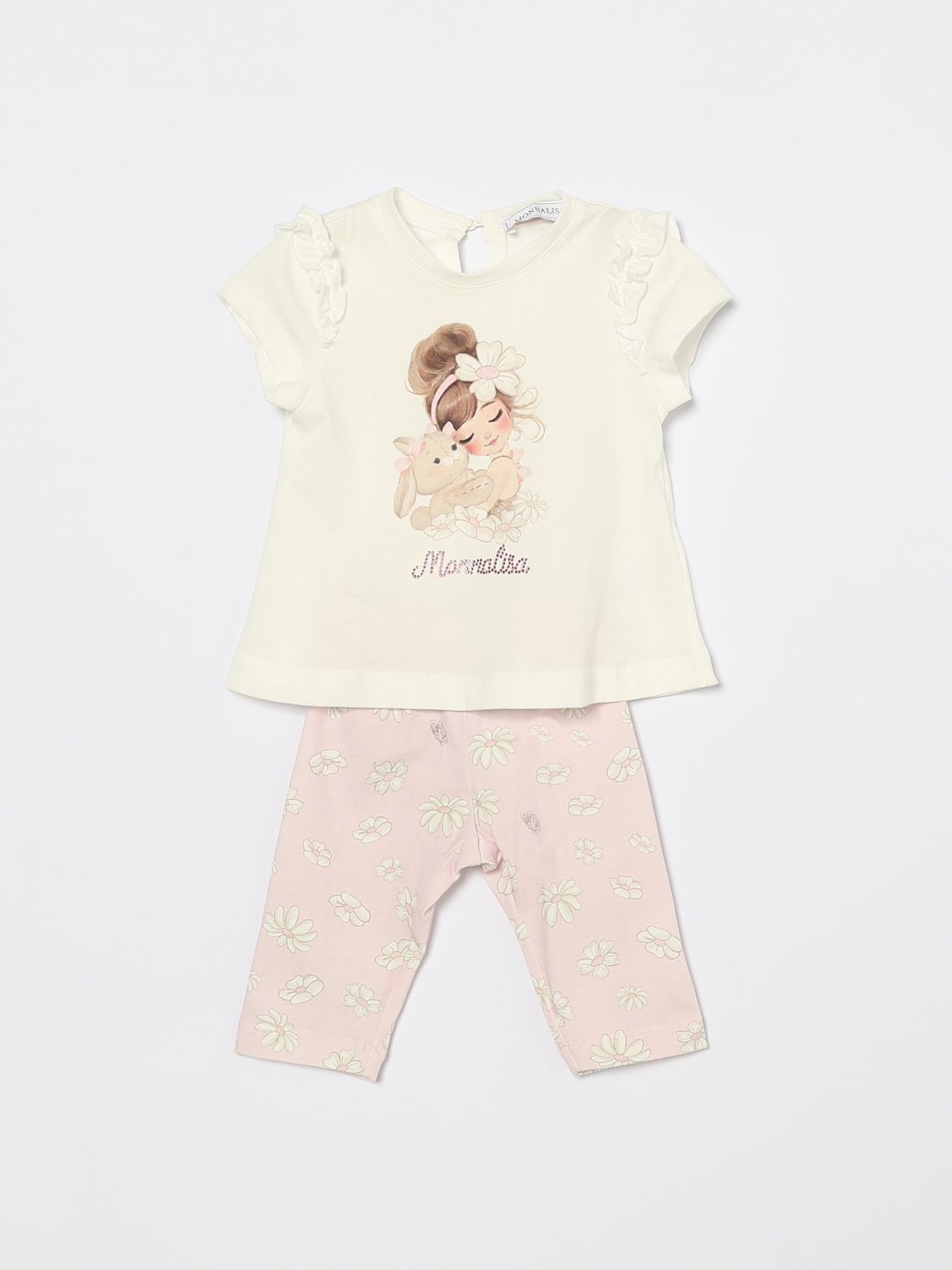 MONNALISA Baumwoll-Set mit Blumen- und Grafikprint