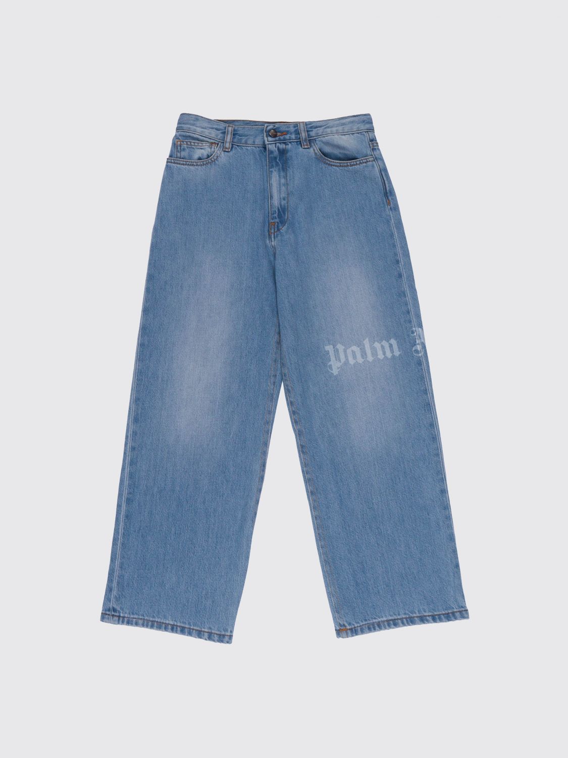 PALM ANGELS Cotton Denim Straight Jeans with Logo　PALM ANGELS ロゴ入りコットンデニムストレートジーンズ PALM