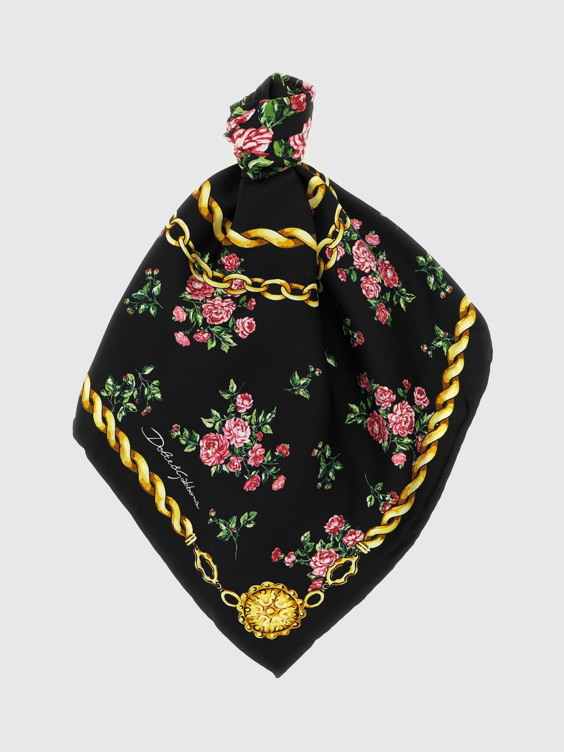 DOLCE & GABBANA Seidentwill-Foulard mit Blumenmuster