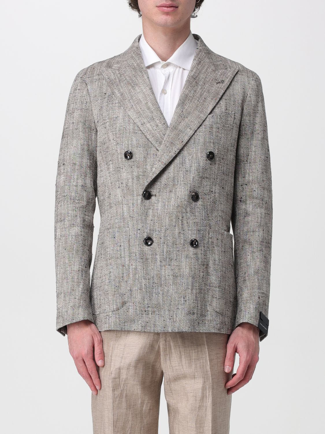 TAGLIATORE Double-Breasted Cotton and Silk Blazer TAGLIATORE