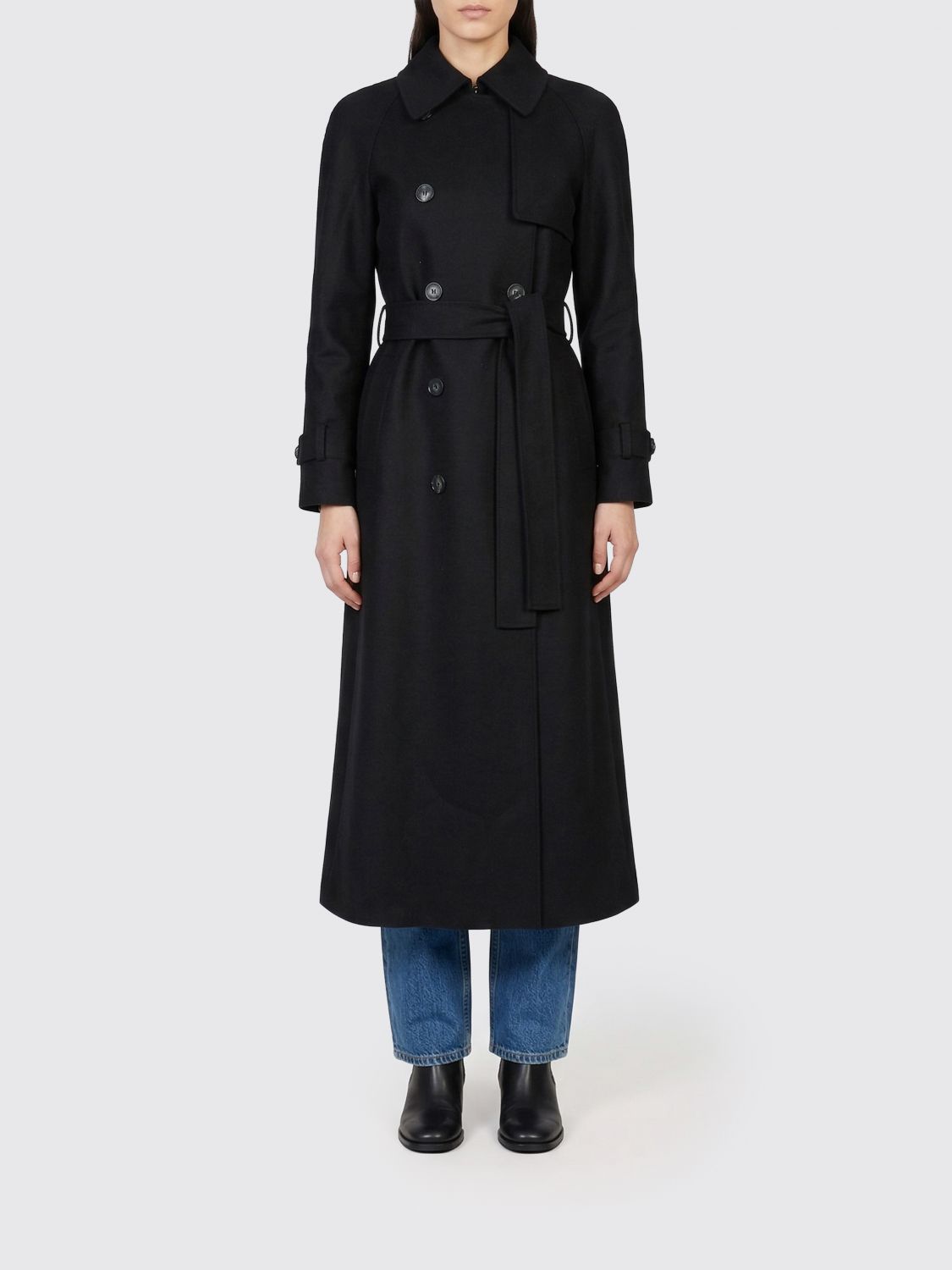 HARRIS WHARF LONDON Double-Breasted Virgin Wool Trench Coat