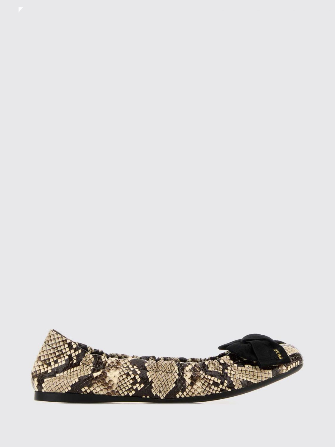 PRADA PRADA PYTHON PRINT LEATHER BALLERINAS WITH BOW