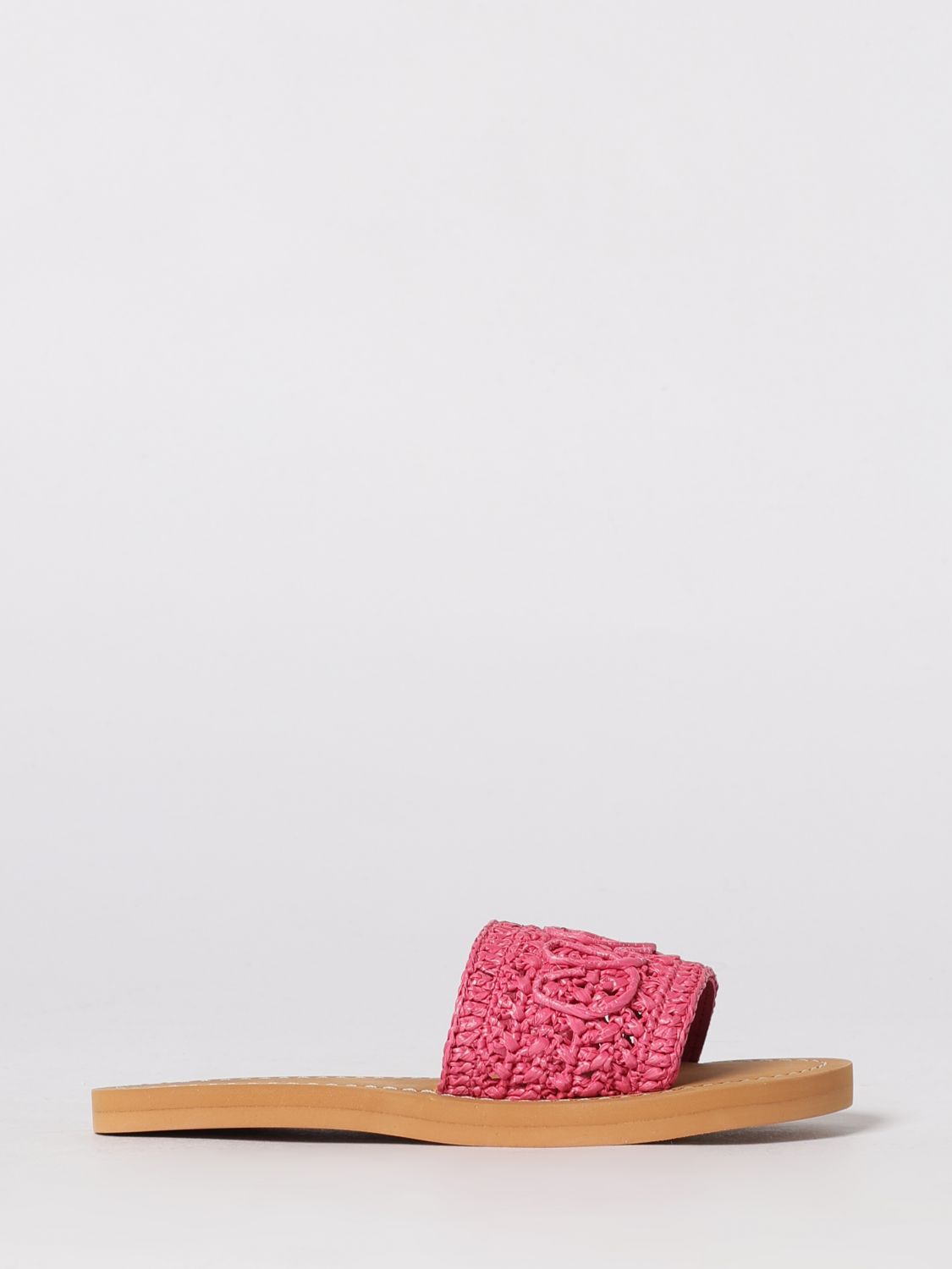 Chloé Kids' Chlo&eacute;  Raffia Slippers With Embroidered Logo In Multi
