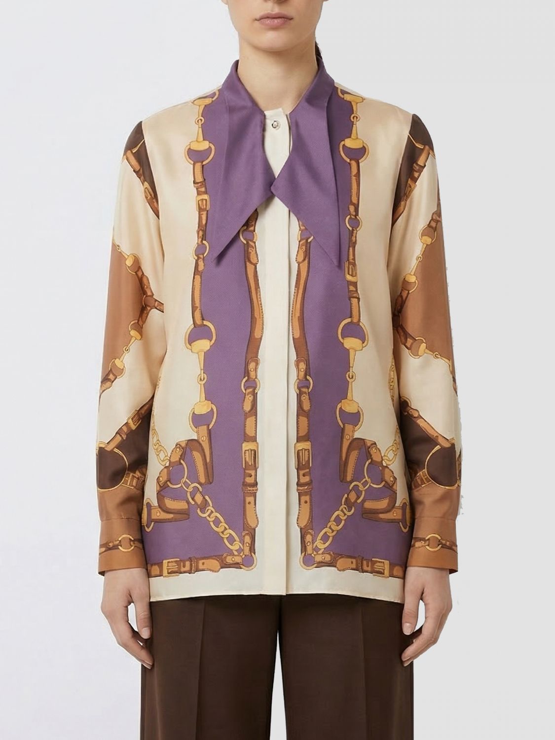 GUCCI Seidenhemd mit Horsebit Print
