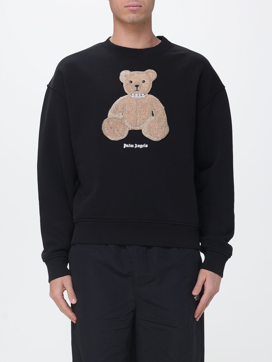 PALM ANGELS Teddy Bear Cotton Sweatshirt with Embroidery　PALM ANGELS テディベア コットン スウェットシャツ 刺繍入り PALM