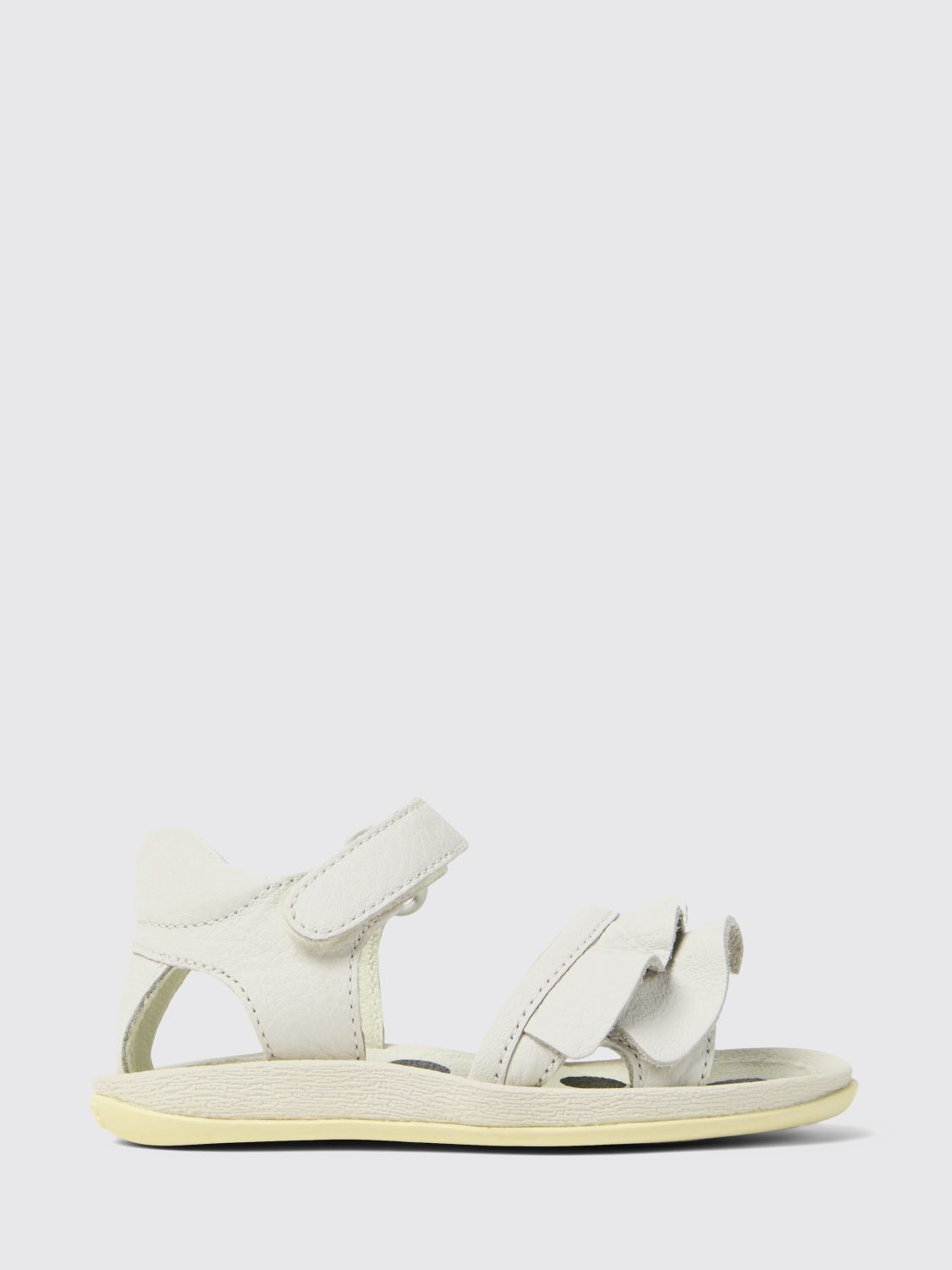 Camper Kids' Twins Leather Sandals With Ruffles In White