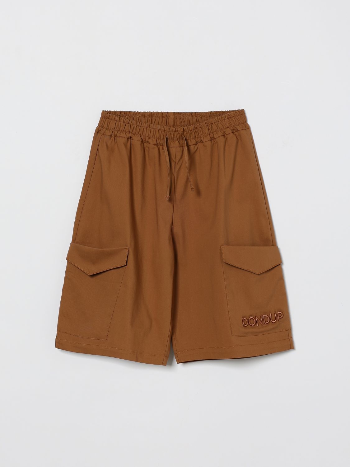 Dondup Kids Cotton Blend Cargo Shorts In Brown