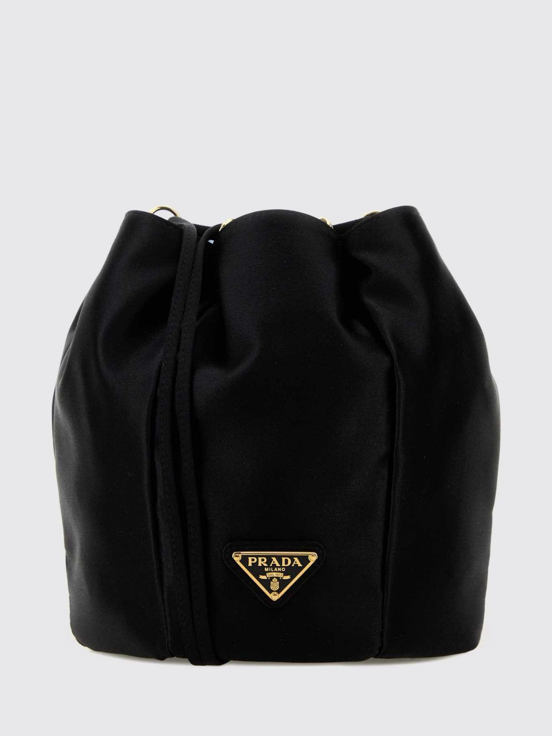 Prada Satin Bucket Bag In Black