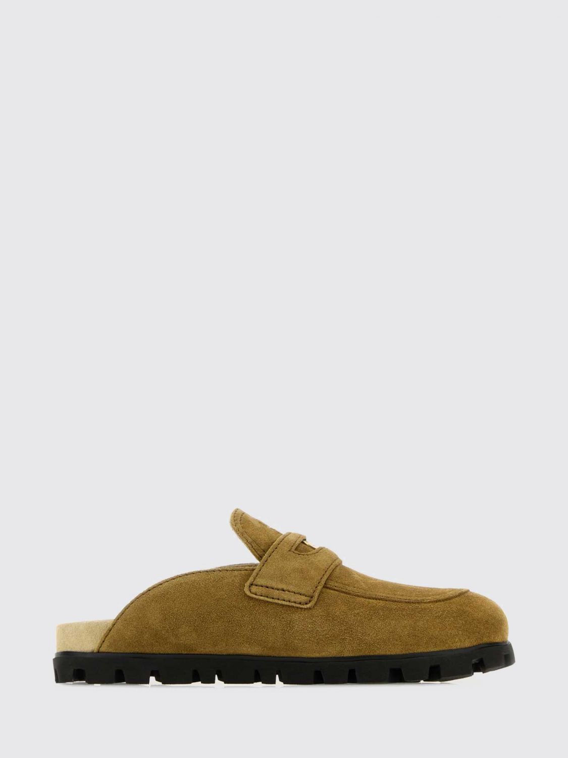 Miu Miu Olive Green Suede Mules In Brown