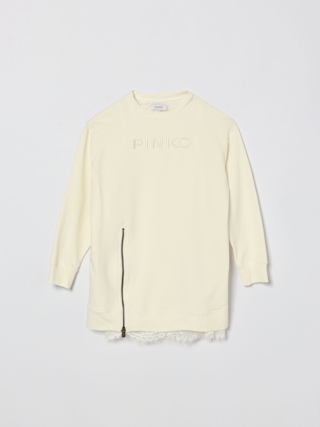 Pinko Kids'  Stretch Cotton Sweatshirt Dress In Neutral