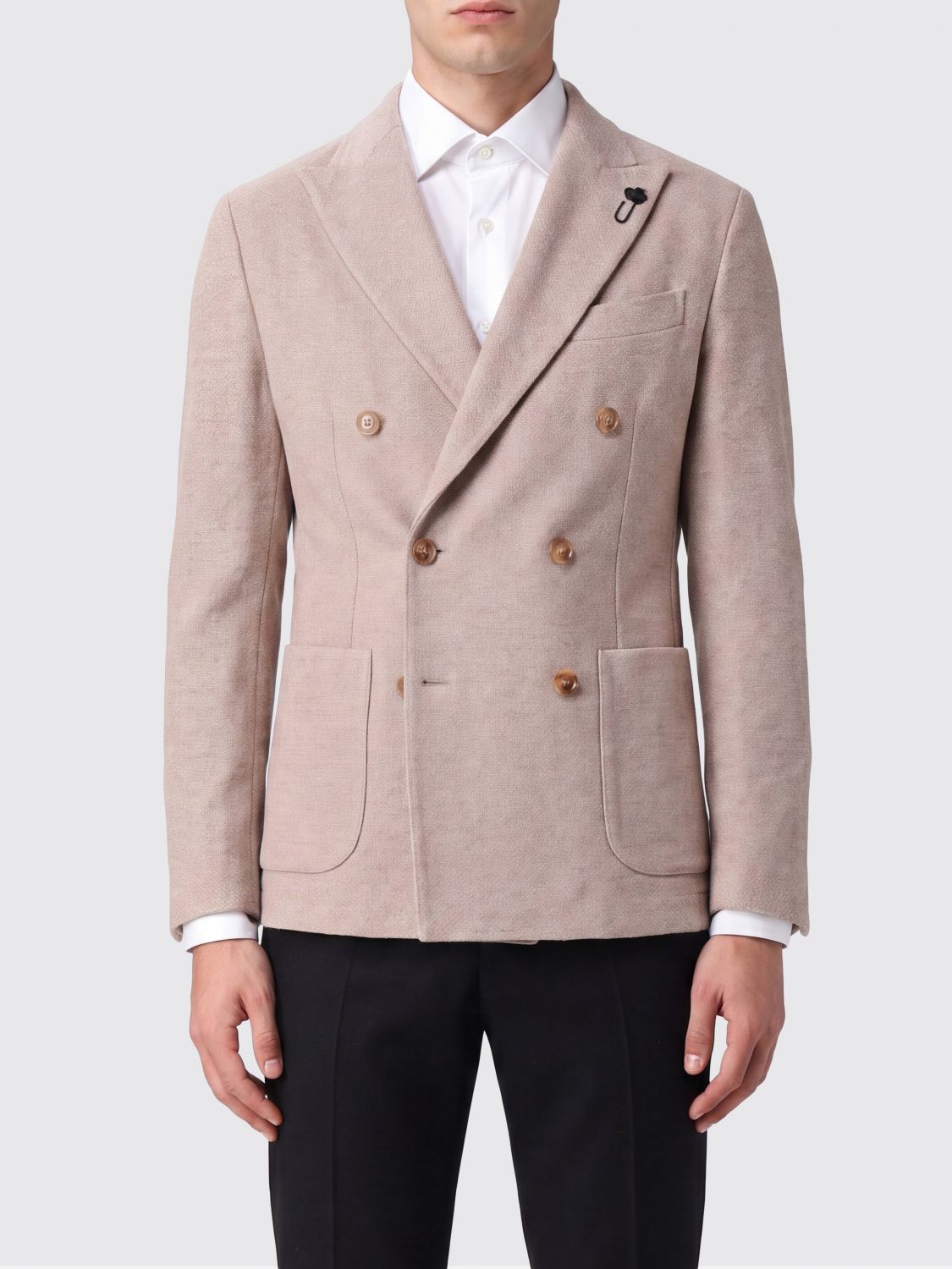 LARDINI Double-Breasted Cotton Blazer