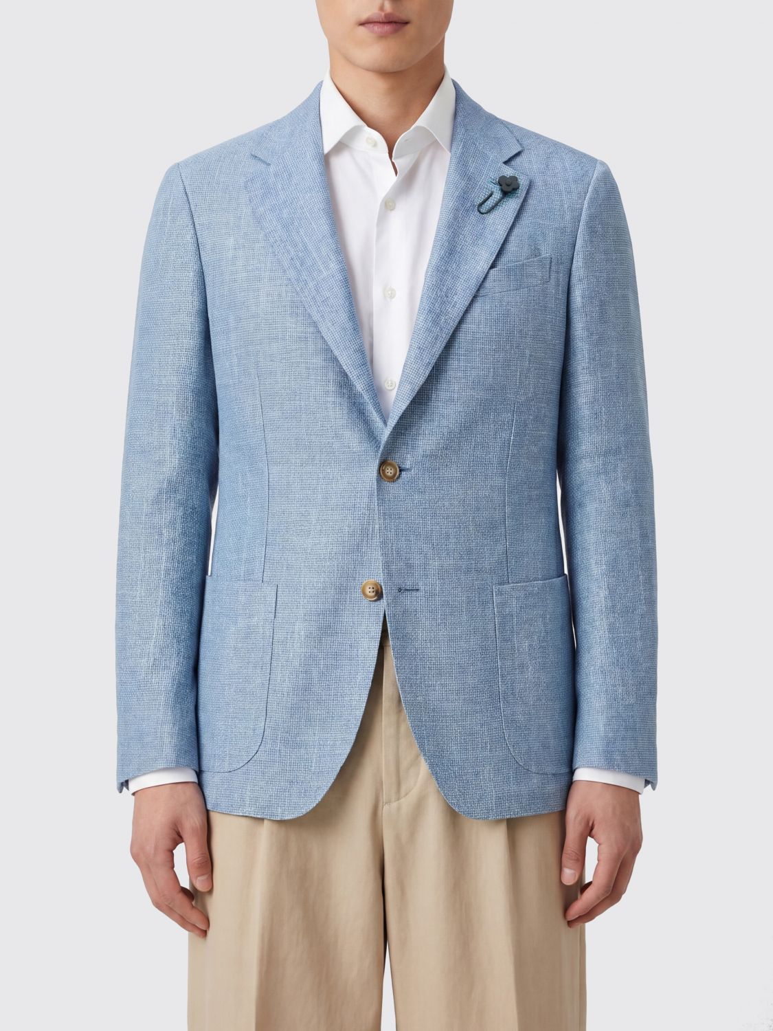 LARDINI Blazer monopetto in seta e cotone