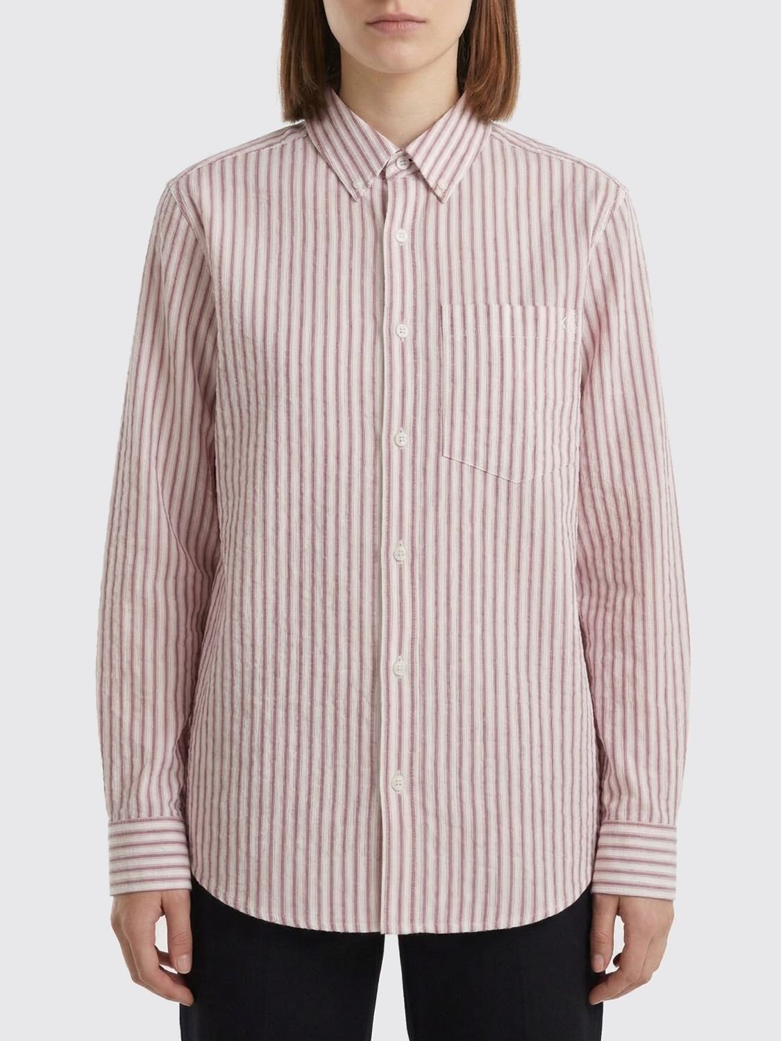 CALVIN KLEIN Gestreiftes Stretch-Baumwollhemd
