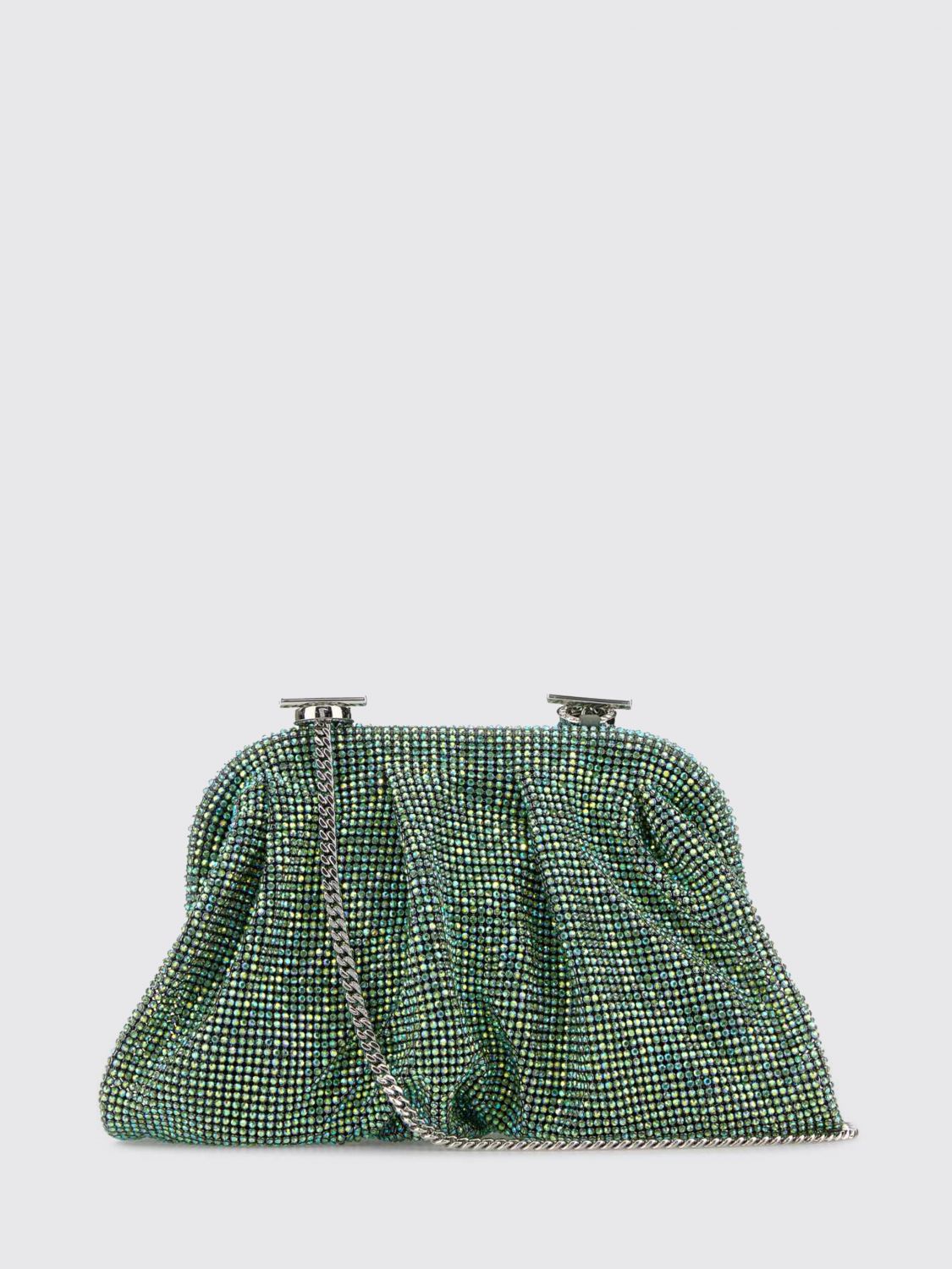 BENEDETTA BRUZZICHES Clutch Venus in maglia metallica con strass incastonati